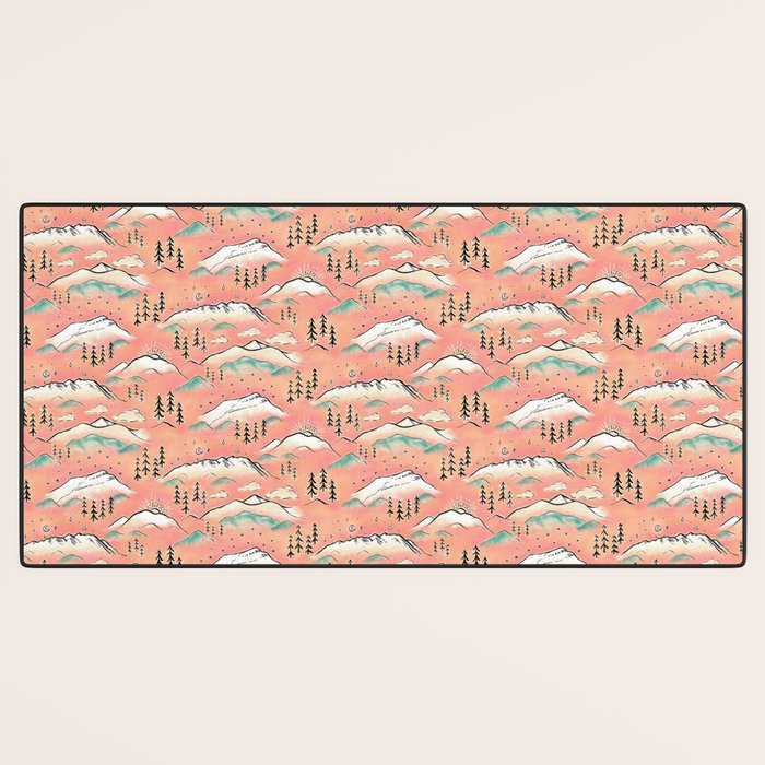 Monte Vista - pink peach and teal Desk Mat Gallery Image 3