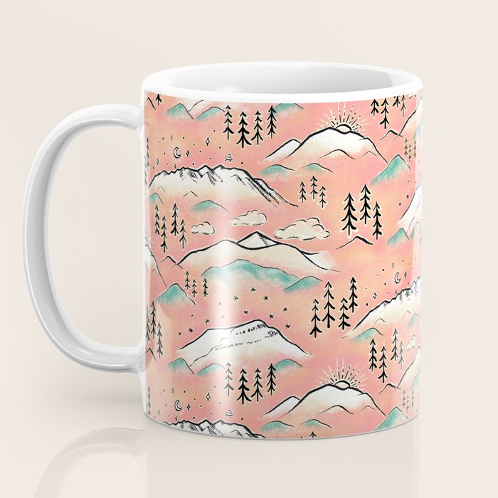 Monte Vista - pink peach and teal Coffee Mug Gallery Image 3