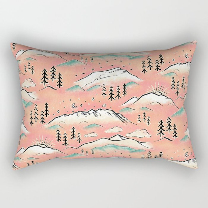 Monte Vista - pink peach and teal Rectangular Pillow Gallery Image 1