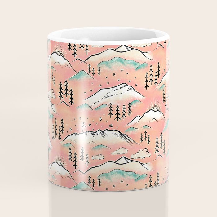 Monte Vista - pink peach and teal Coffee Mug Gallery Image 4