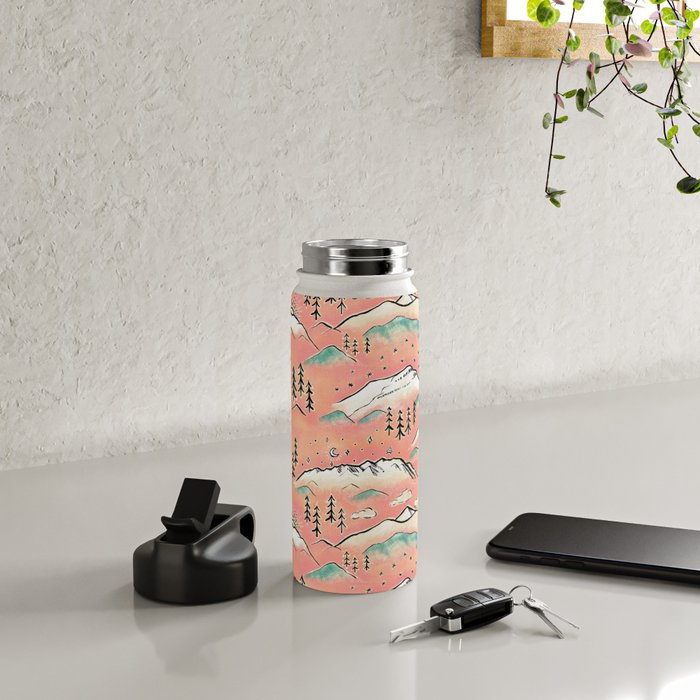 Monte Vista - pink peach and teal Water Bottle Gallery Image 4