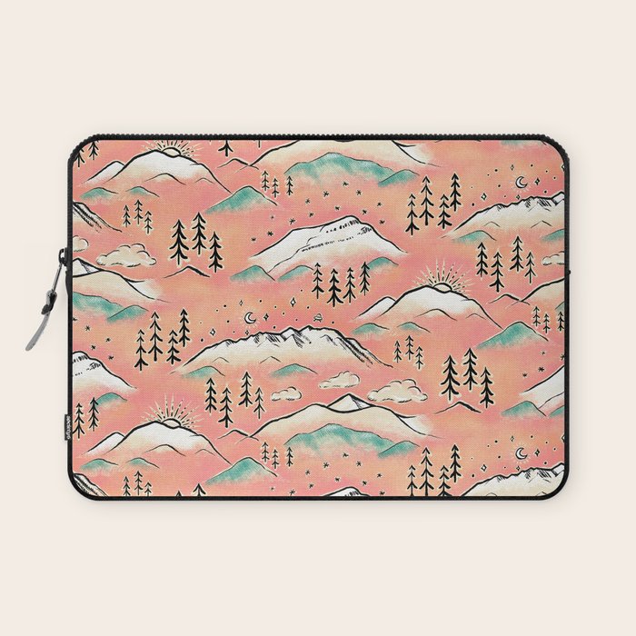 Monte Vista - pink peach and teal Laptop Sleeve Gallery Image 1