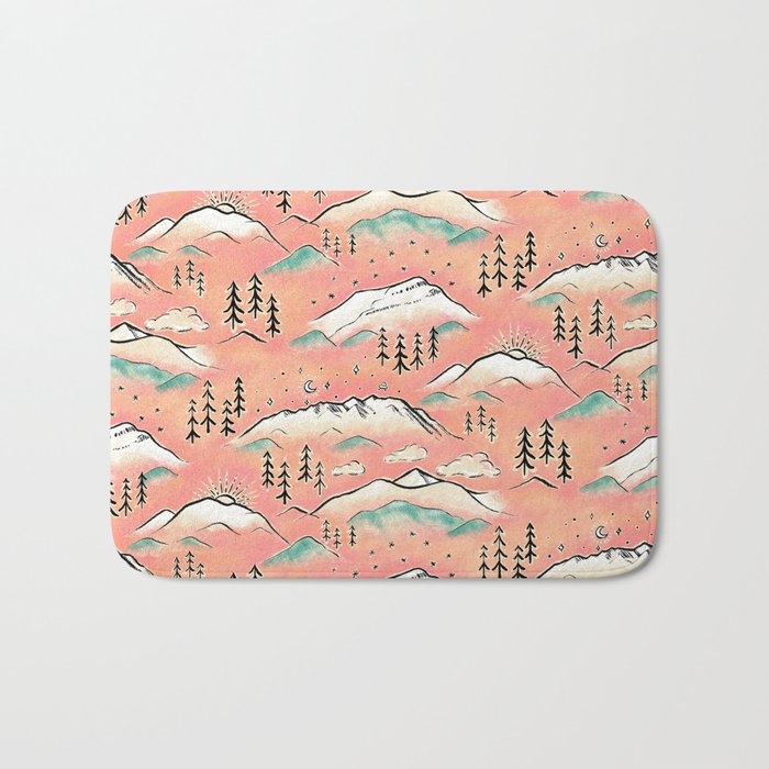 Monte Vista - pink peach and teal Bath Mat Gallery Image 1