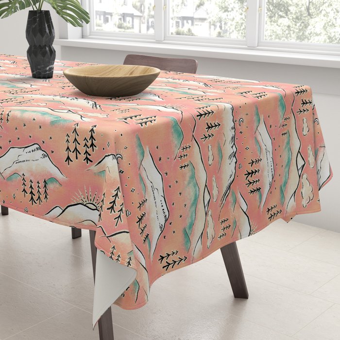 Monte Vista - pink peach and teal Tablecloth Gallery Image 3