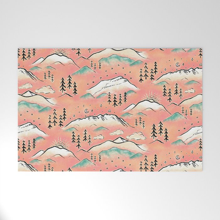 Monte Vista - pink peach and teal Welcome Mat Gallery Image 1