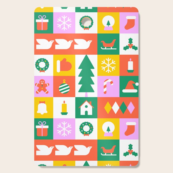 Christmas geometric mosaic art pattern Cutting Board Gallery Image 1