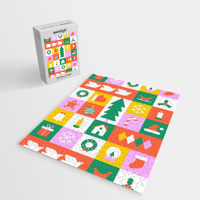 Christmas geometric mosaic art pattern Jigsaw Puzzle Gallery Image 2
