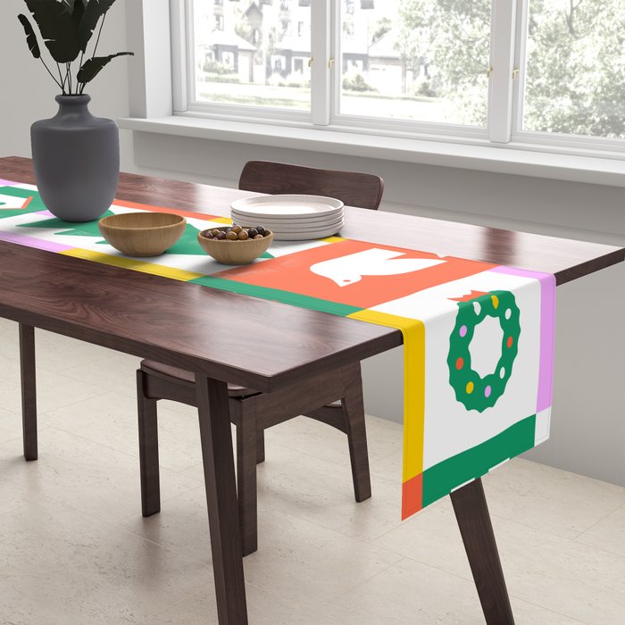 Christmas geometric mosaic art pattern Table Runner Gallery Image 2