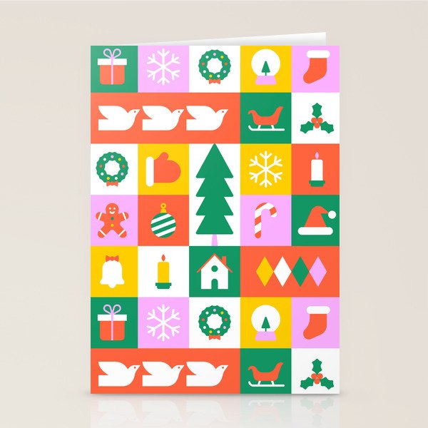 Christmas geometric mosaic art pattern Stationery Card Gallery Image 2
