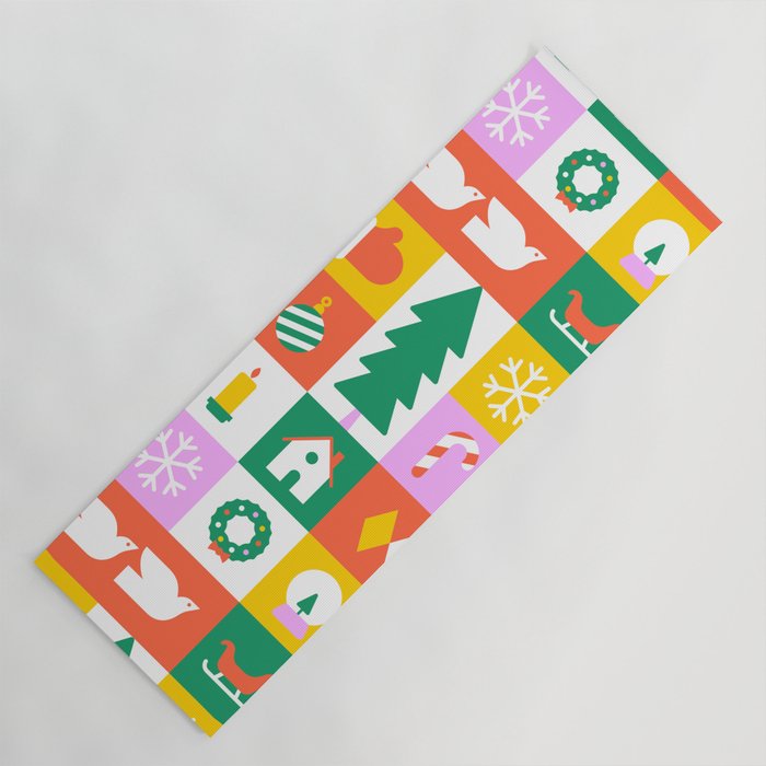 Christmas geometric mosaic art pattern Yoga Mat Gallery Image 1