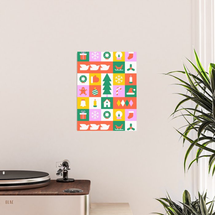 Christmas geometric mosaic art pattern Poster Gallery Image 2