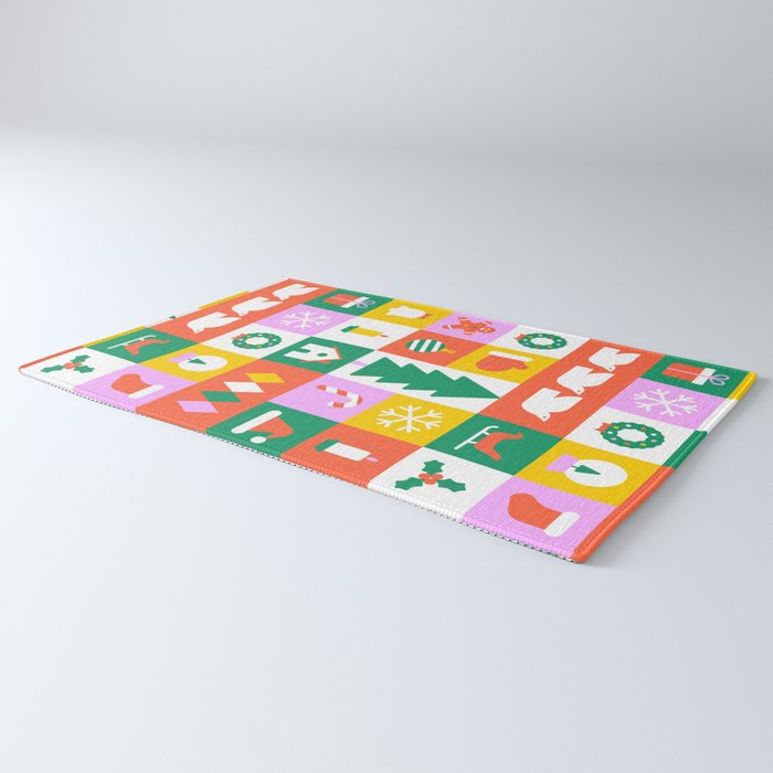 Christmas geometric mosaic art pattern Rug Gallery Image 3