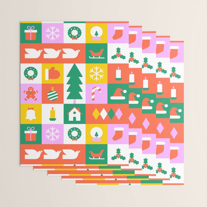 Christmas geometric mosaic art pattern Wrapping Paper Gallery Image 3