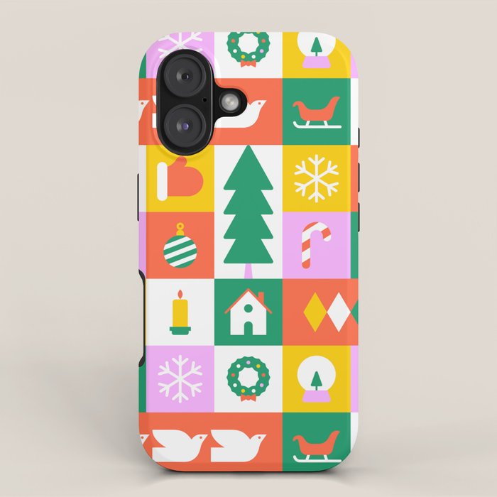 Christmas geometric mosaic art pattern iPhone Case Gallery Image 1