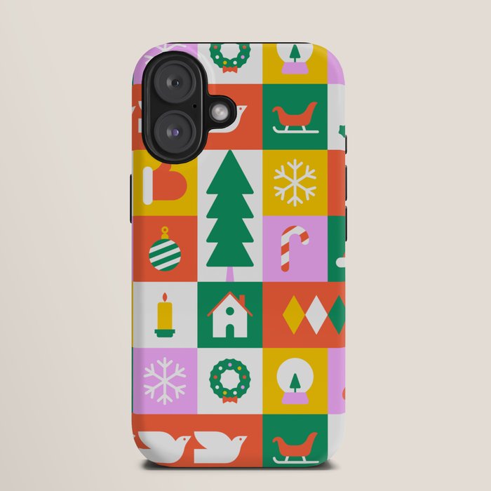Christmas geometric mosaic art pattern iPhone Case Gallery Image 9