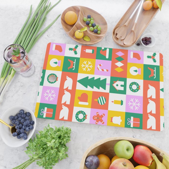 Christmas geometric mosaic art pattern Cutting Board Gallery Image 2