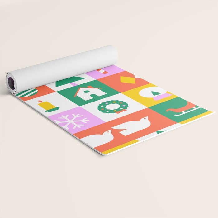 Christmas geometric mosaic art pattern Yoga Mat Gallery Image 2