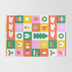 Christmas geometric mosaic art pattern Rug Gallery Image 2
