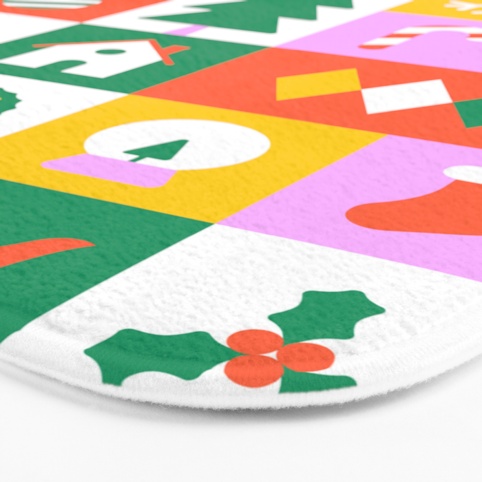 Christmas geometric mosaic art pattern Bath Mat Gallery Image 3