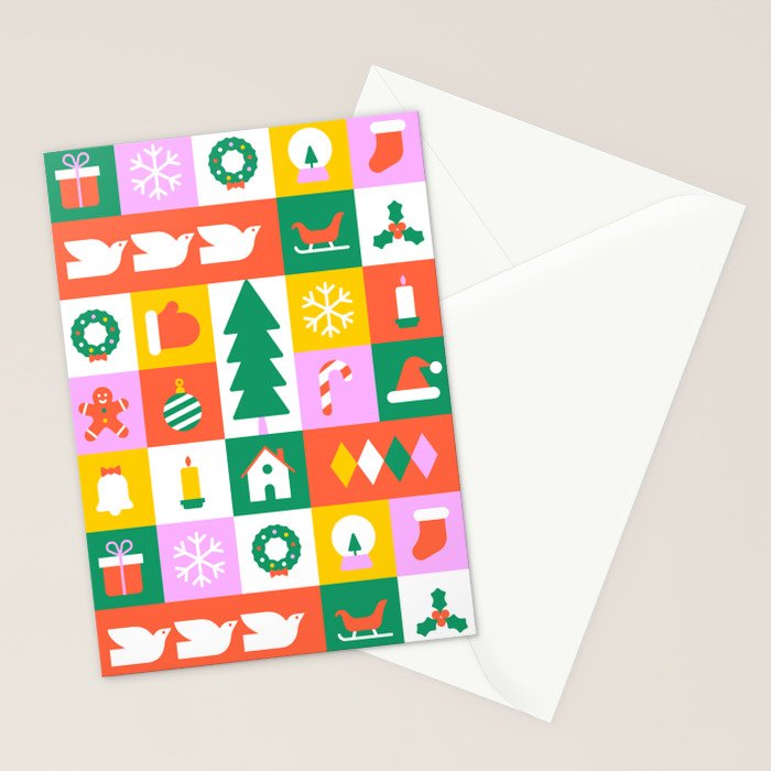 Christmas geometric mosaic art pattern Stationery Card Gallery Image 2
