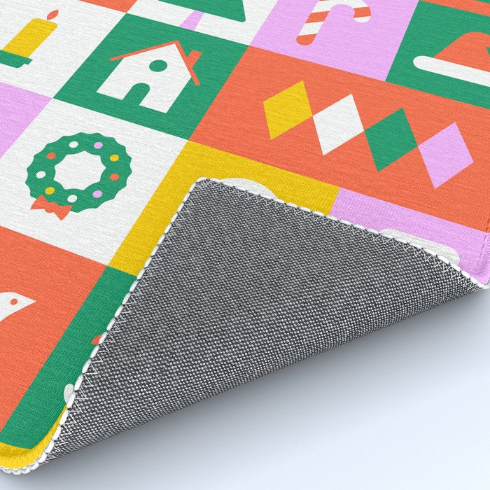 Christmas geometric mosaic art pattern Rug Gallery Image 4