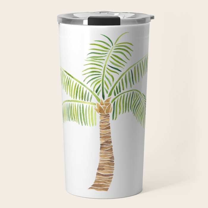 Palm Tree Watercolor Travel Mug Gallery Image 1