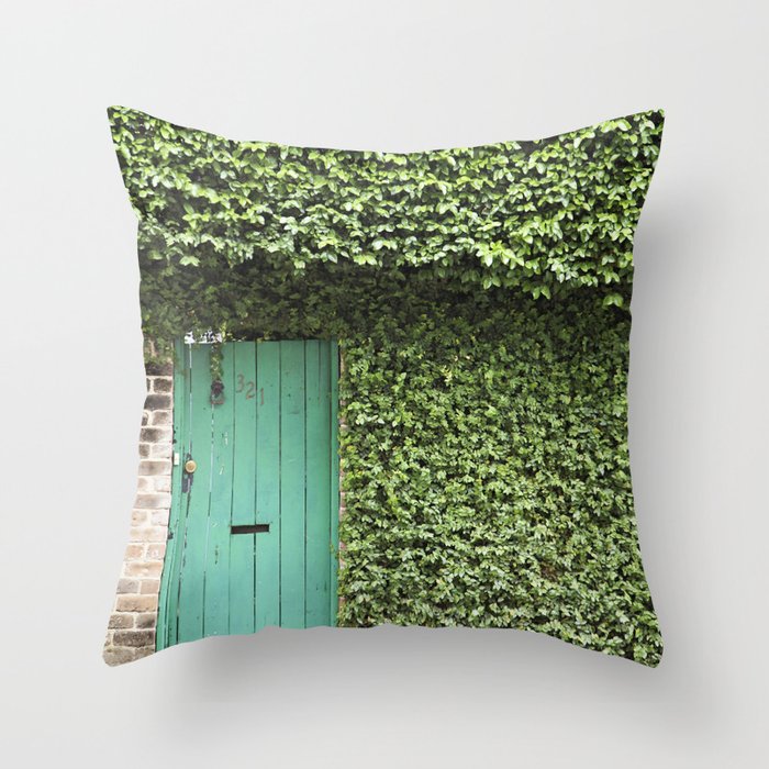 Savannah Georgia 321 Green Door Throw Pillow Gallery Image 1