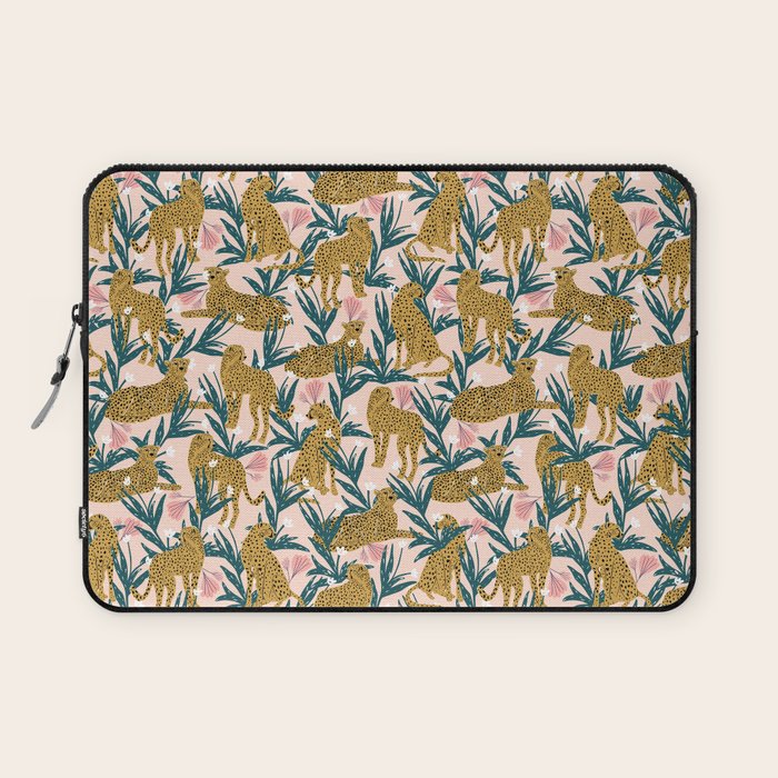 Cheetah jungle print on blush pink  Laptop Sleeve Gallery Image 1