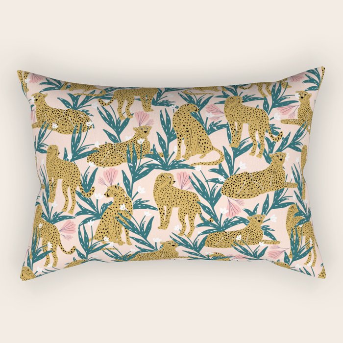 Cheetah jungle print on blush pink  Rectangular Pillow