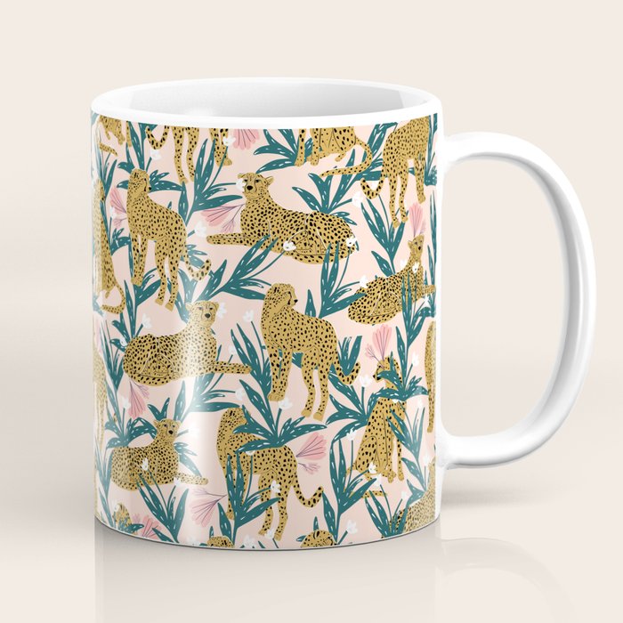 Cheetah jungle print on blush pink  Coffee Mug Gallery Image 1