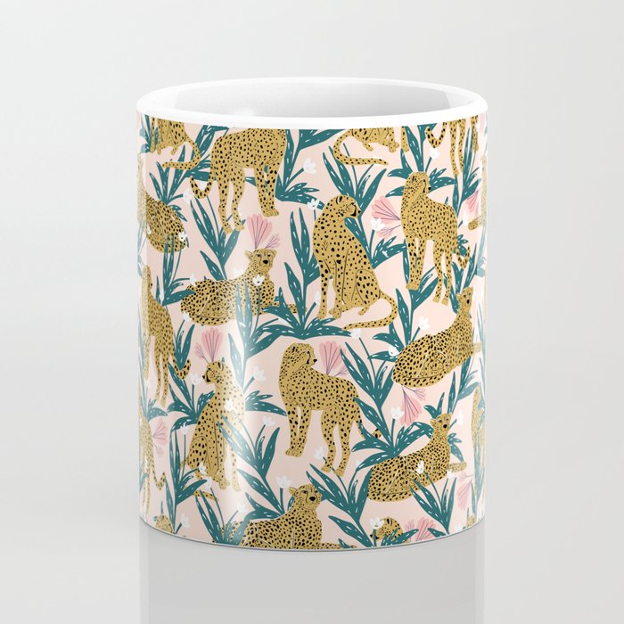 Cheetah jungle print on blush pink  Coffee Mug Gallery Image 4