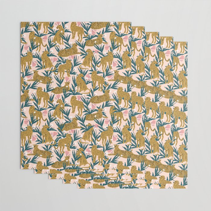 Cheetah jungle print on blush pink  Wrapping Paper Gallery Image 3