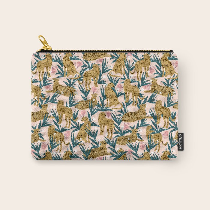 Cheetah jungle print on blush pink  Carry All Pouch Gallery Image 1