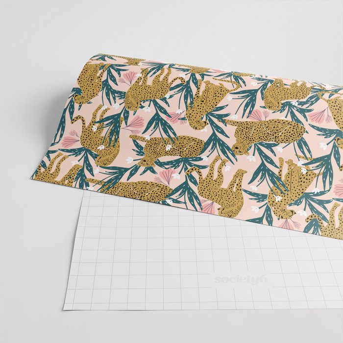 Cheetah jungle print on blush pink  Wrapping Paper Gallery Image 2