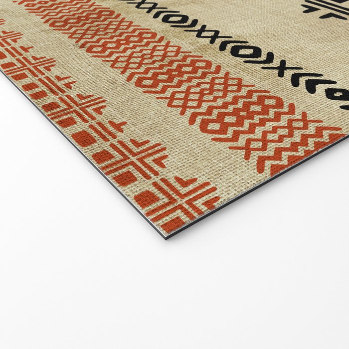 Orange Linen Mud Cloth Welcome Mat Gallery Image 2