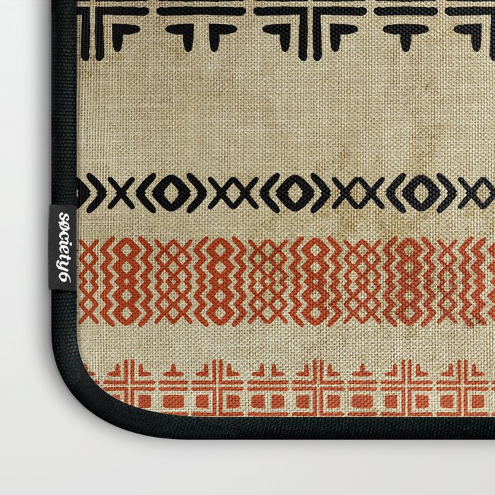 Orange Linen Mud Cloth Laptop Sleeve Gallery Image 3