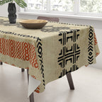 Orange Linen Mud Cloth Tablecloth Gallery Image 3