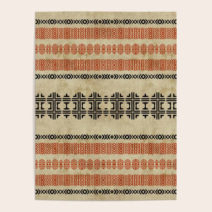 Orange Linen Mud Cloth Poster Gallery Image 1