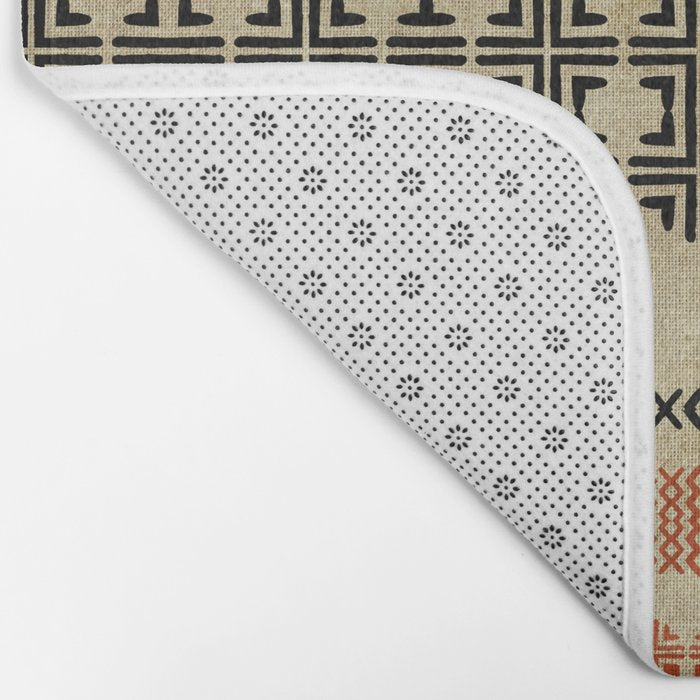 Orange Linen Mud Cloth Bath Mat Gallery Image 2