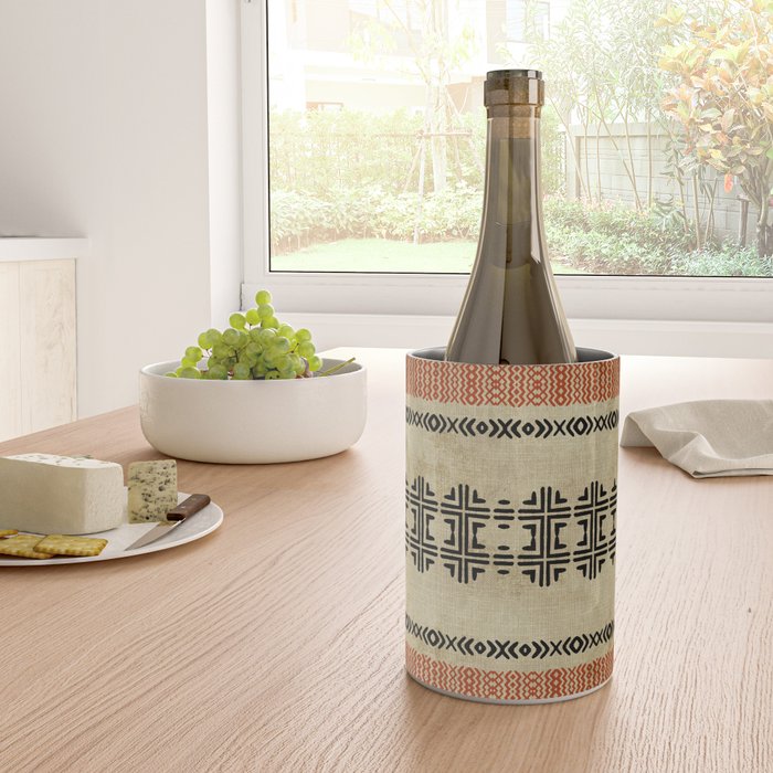 Orange Linen Mud Cloth Wine Chiller Gallery Image 4