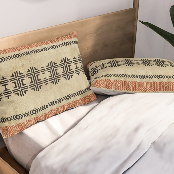 Orange Linen Mud Cloth Pillow Sham Gallery Image 2