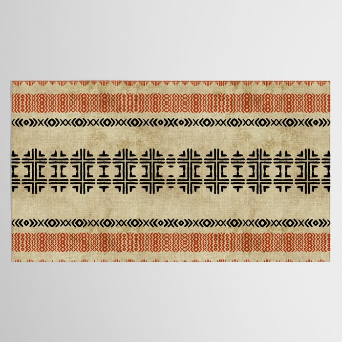 Orange Linen Mud Cloth Tablecloth Gallery Image 2