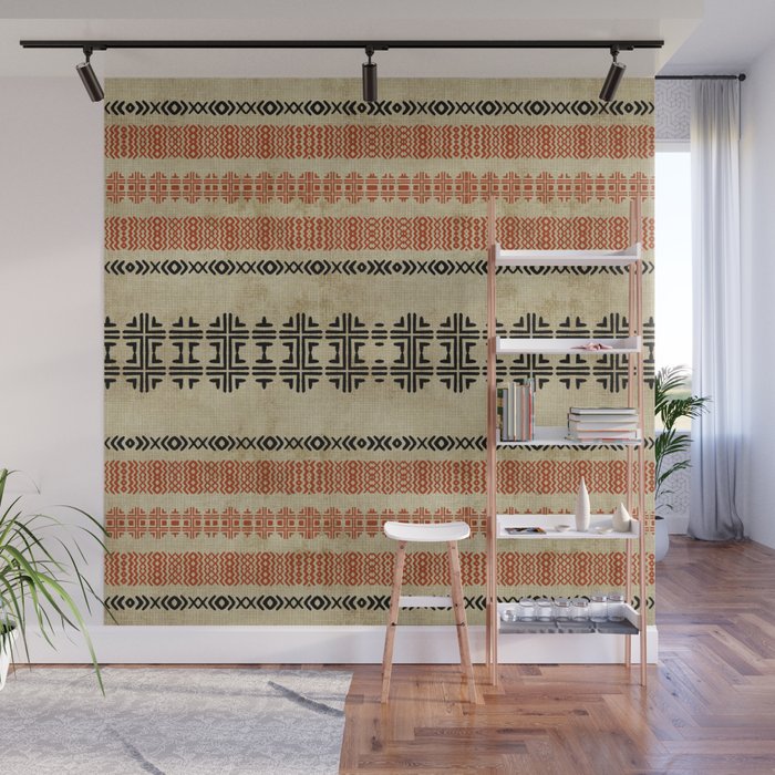 Orange Linen Mud Cloth Wall Mural Gallery Image 1