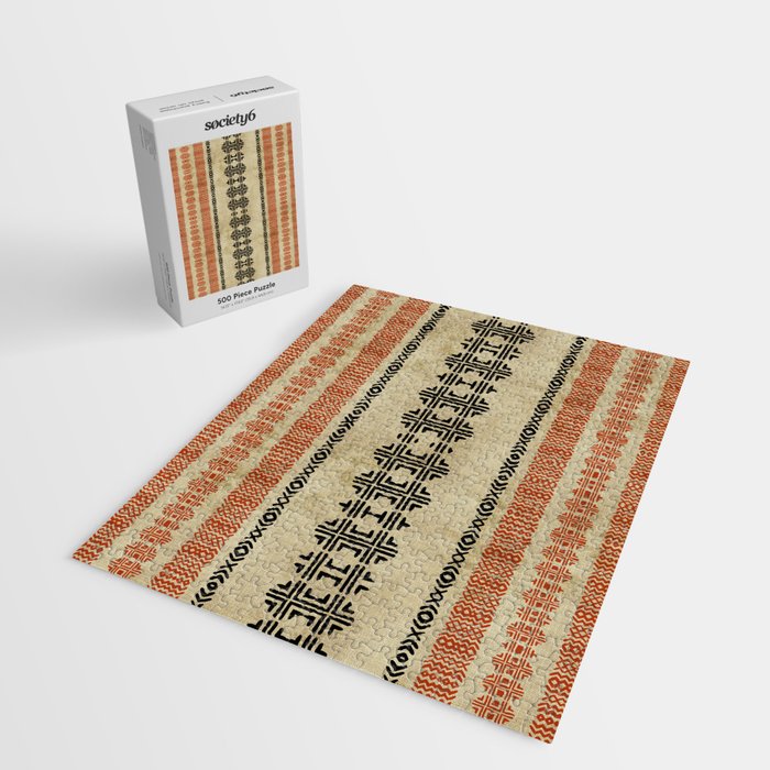Orange Linen Mud Cloth Jigsaw Puzzle Gallery Image 2