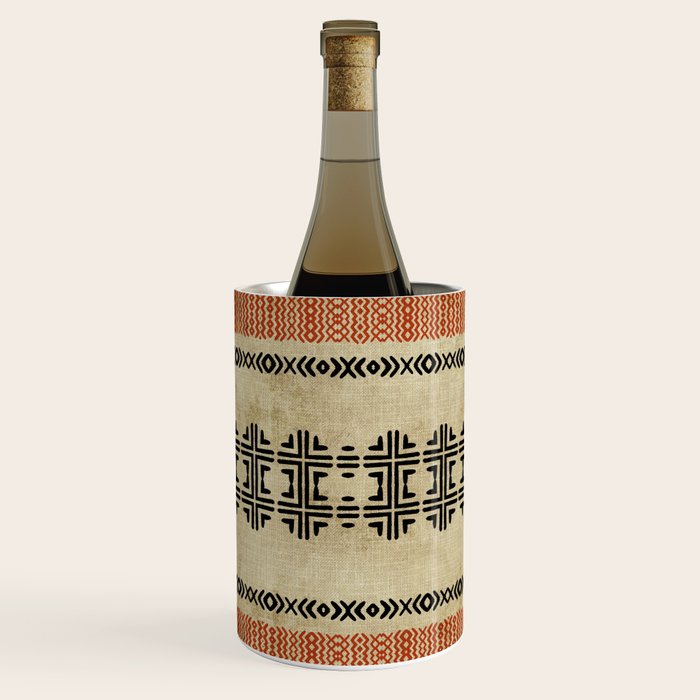 Orange Linen Mud Cloth Wine Chiller Gallery Image 1