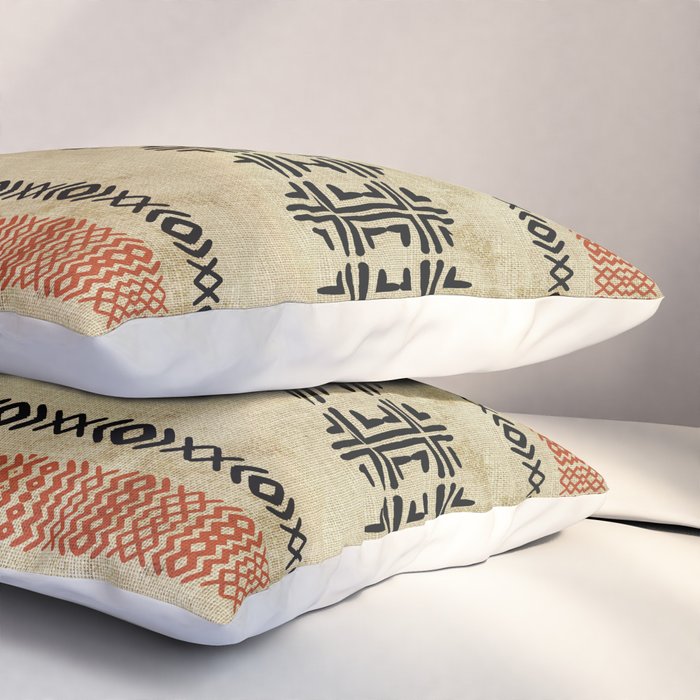 Orange Linen Mud Cloth Pillow Sham Gallery Image 3