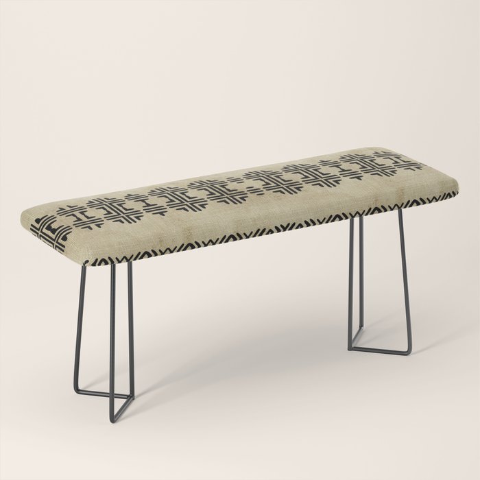 Orange Linen Mud Cloth Bench Gallery Image 1