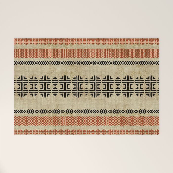 Orange Linen Mud Cloth Welcome Mat Gallery Image 1