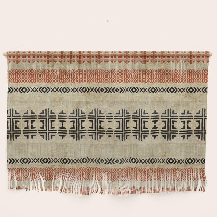 Orange Linen Mud Cloth Wall Hanging Gallery Image 1