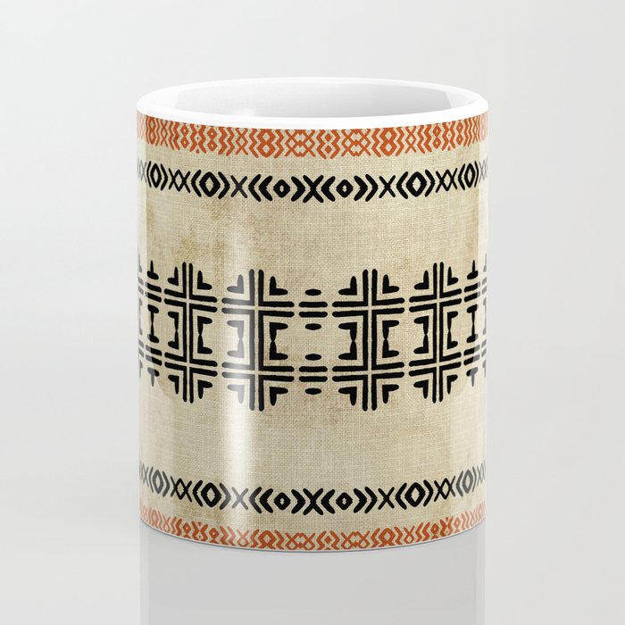Orange Linen Mud Cloth Coffee Mug Gallery Image 4